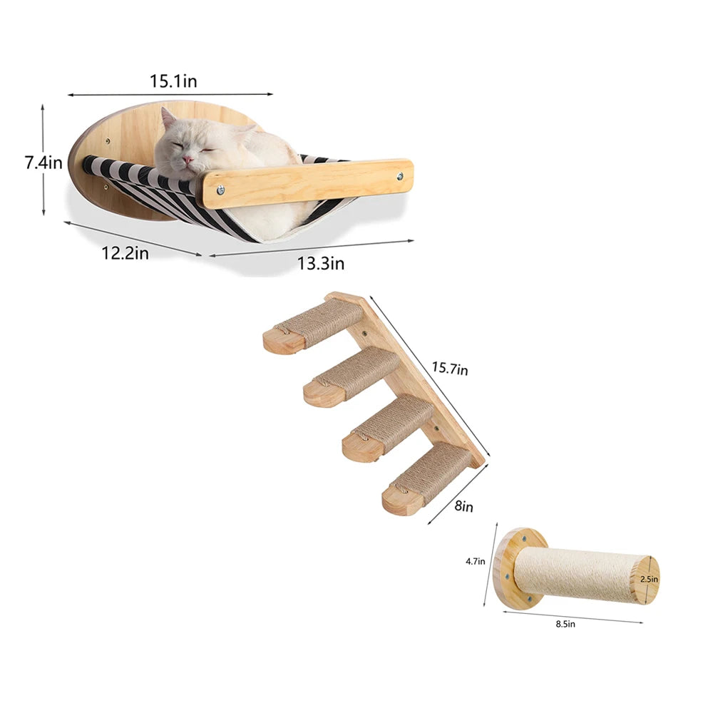 Wall Mounted Cat Hammock with Scratching Posts and Perch - Health and Tech Solutions 25
