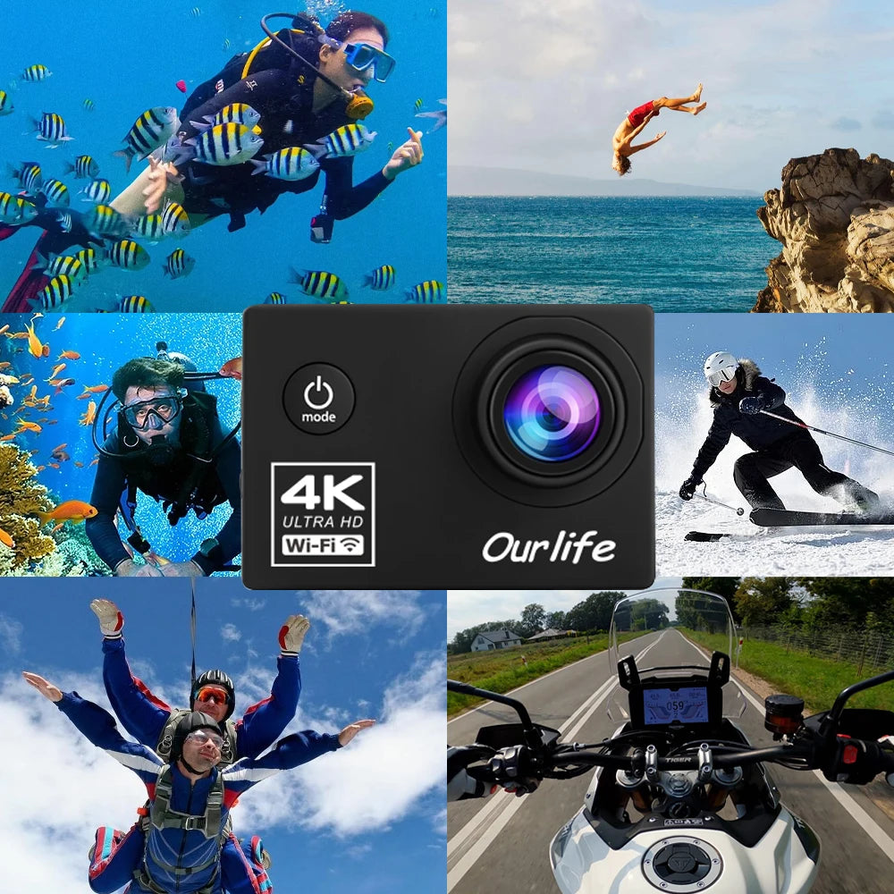 OURLIFE Action Camera Ultra HD 4K 30FPS 16MP Waterproof - Health and Tech Solutions 25
