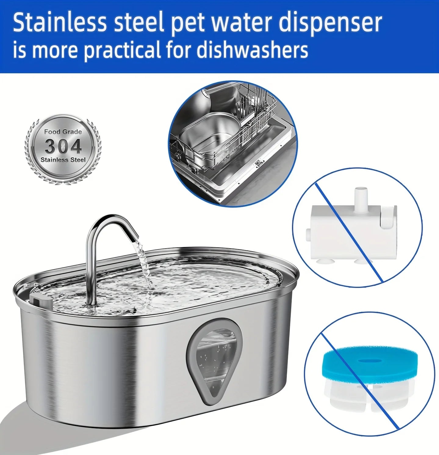 3.5L Large Capacity Pet Water Dispenser Automatic Stainless Steel Cat Water Fountain with LED Lighting - Health and Tech Solutions 25