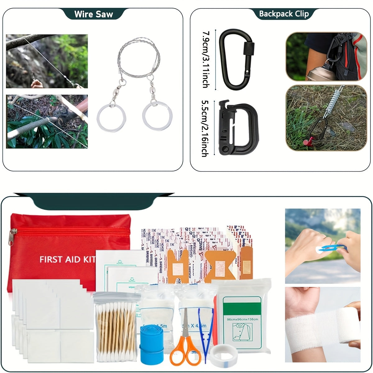 Survival Kit 320pcs Emergency Gear With First Aid Pouch