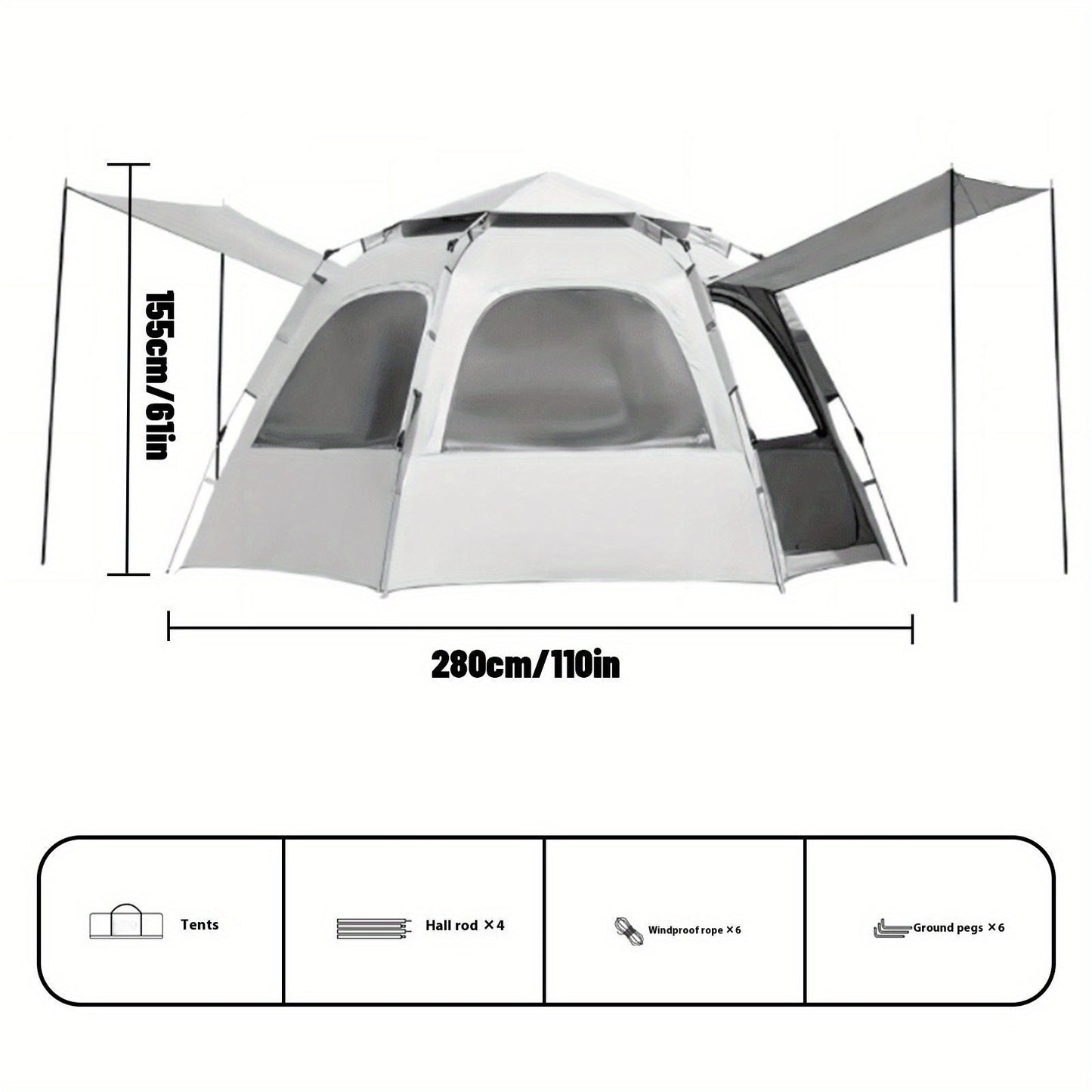 Pakicetus Hexagonal Family Camping Tent With Easy Setup