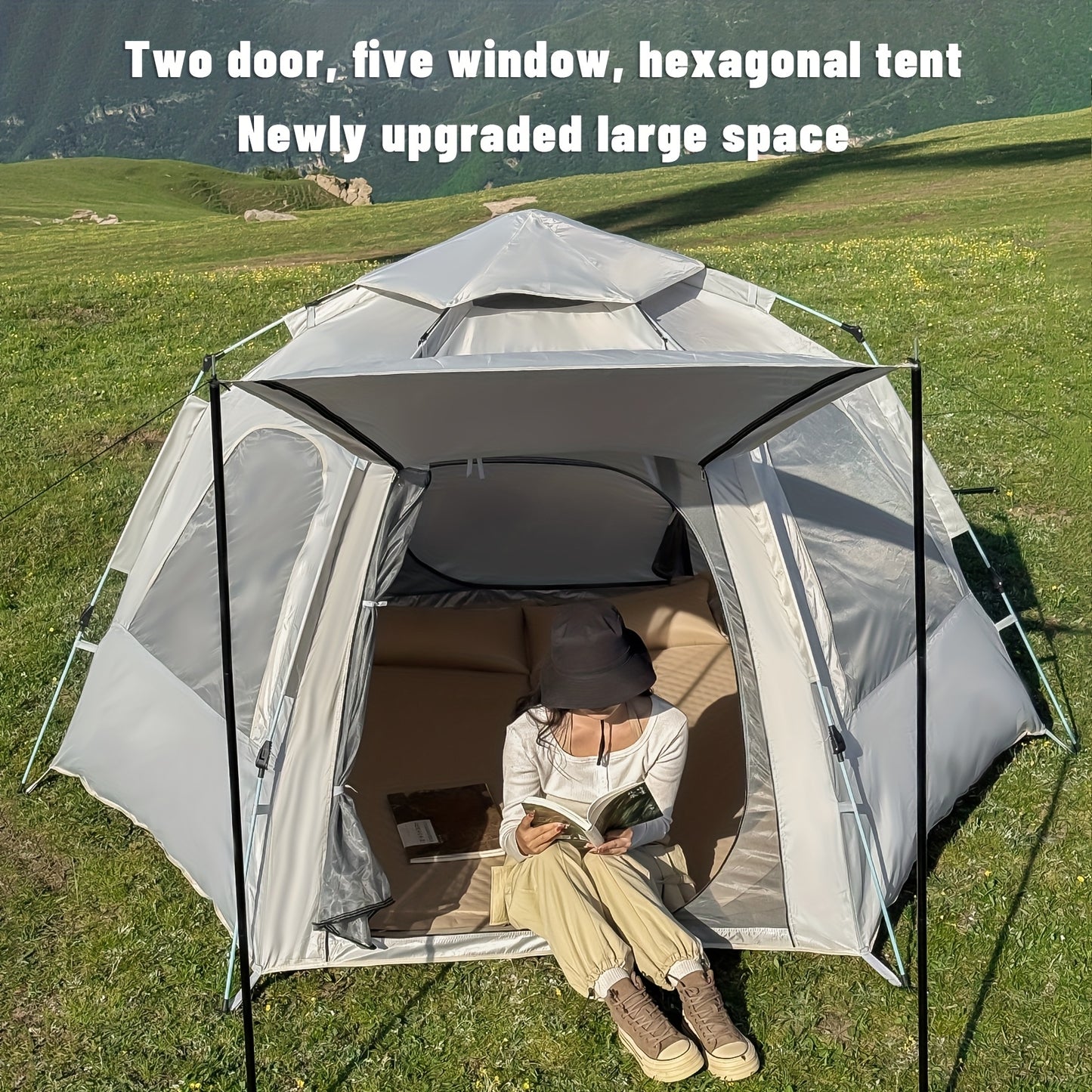 Pakicetus Hexagonal Family Camping Tent With Easy Setup