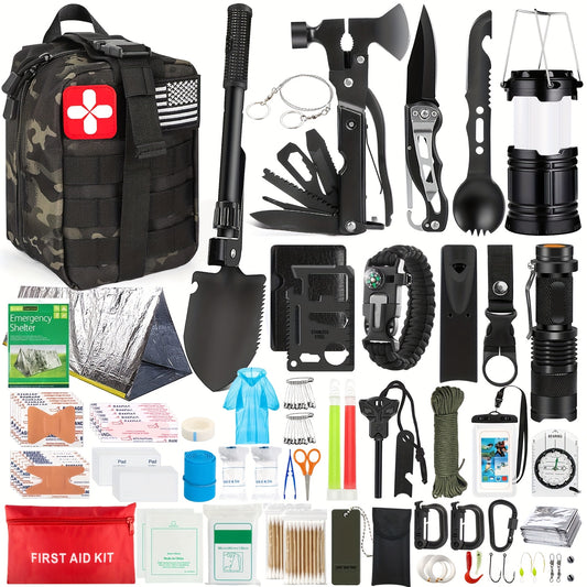 Survival Kit 320pcs Emergency Gear With First Aid Pouch