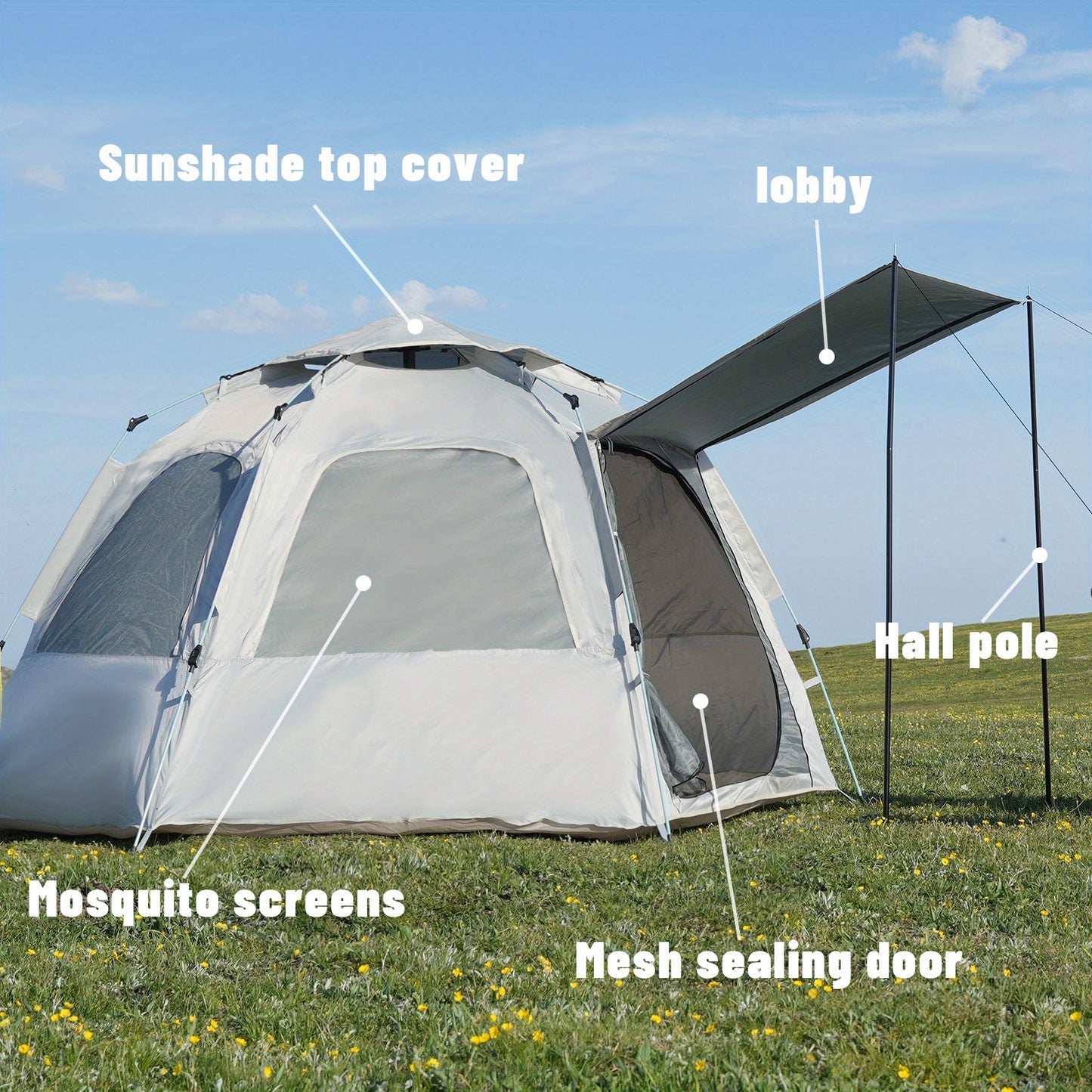 Pakicetus Hexagonal Family Camping Tent With Easy Setup