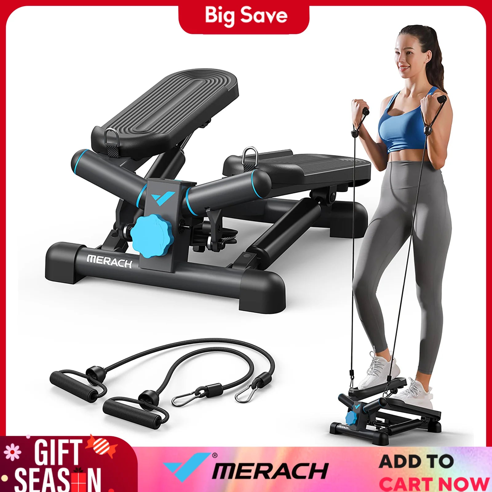 MERACH Mini Stepper for Exercise with Resistance Band - Health and Tech Solutions 25