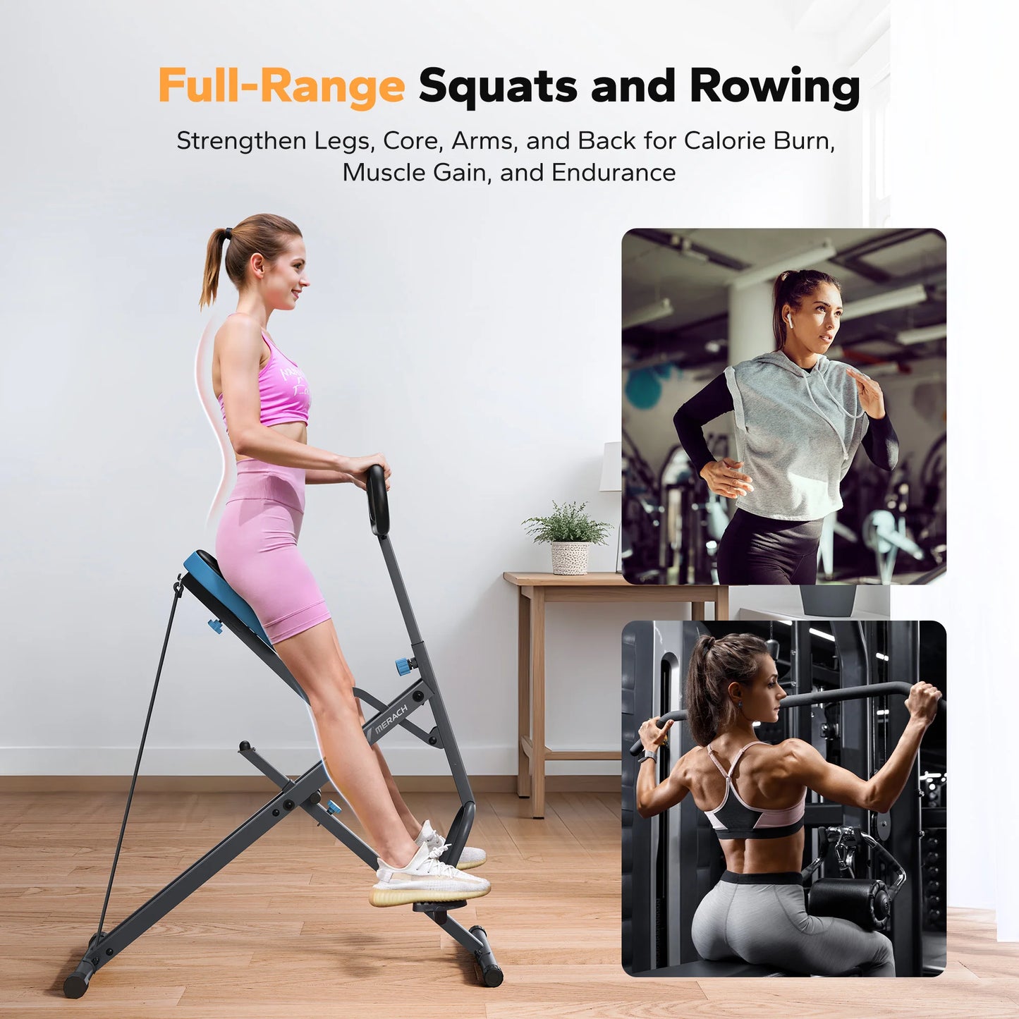 MERACH 2in1 Squat Rowing Machine Glute Trainer for Home Fitness - Health and Tech Solutions 25