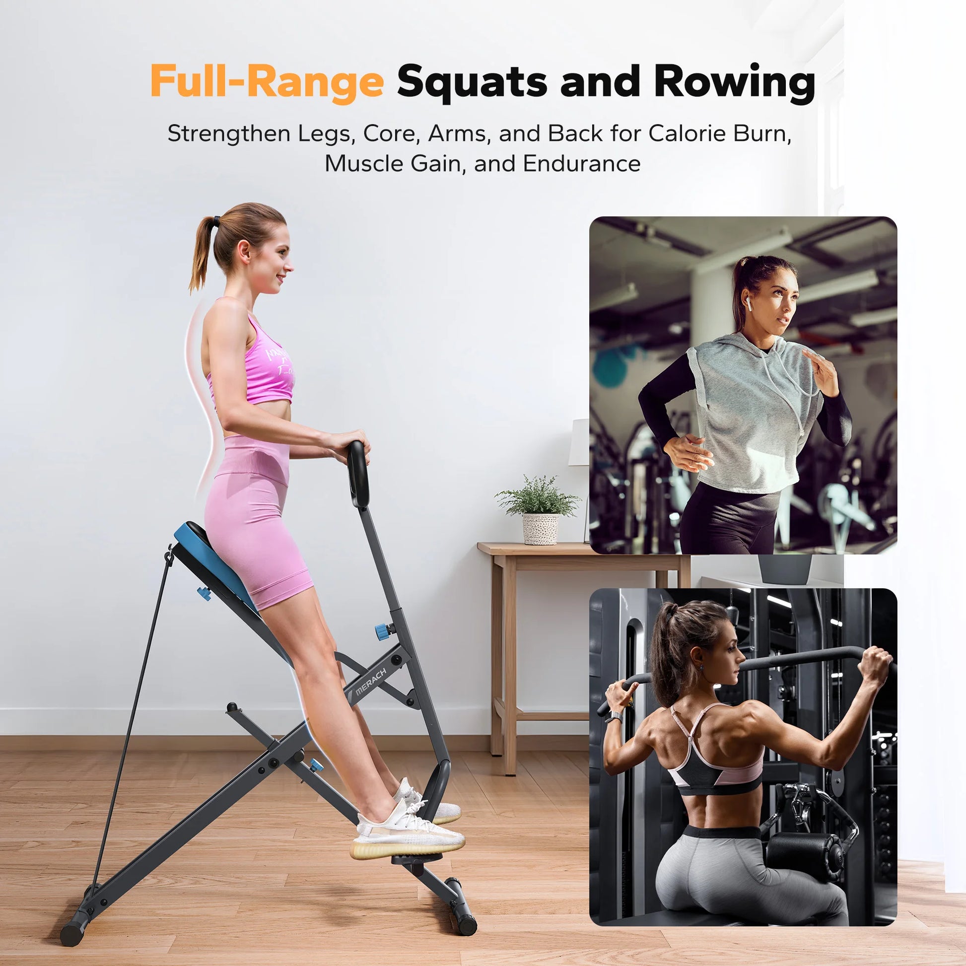 MERACH 2in1 Squat Rowing Machine Glute Trainer for Home Fitness - Health and Tech Solutions 25