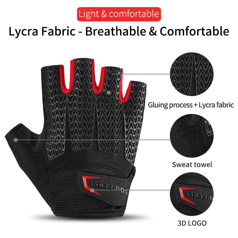 ROCKBROSCN Cycling Gloves Half Finger Gel Pad Breathable - Health and Tech Solutions 25