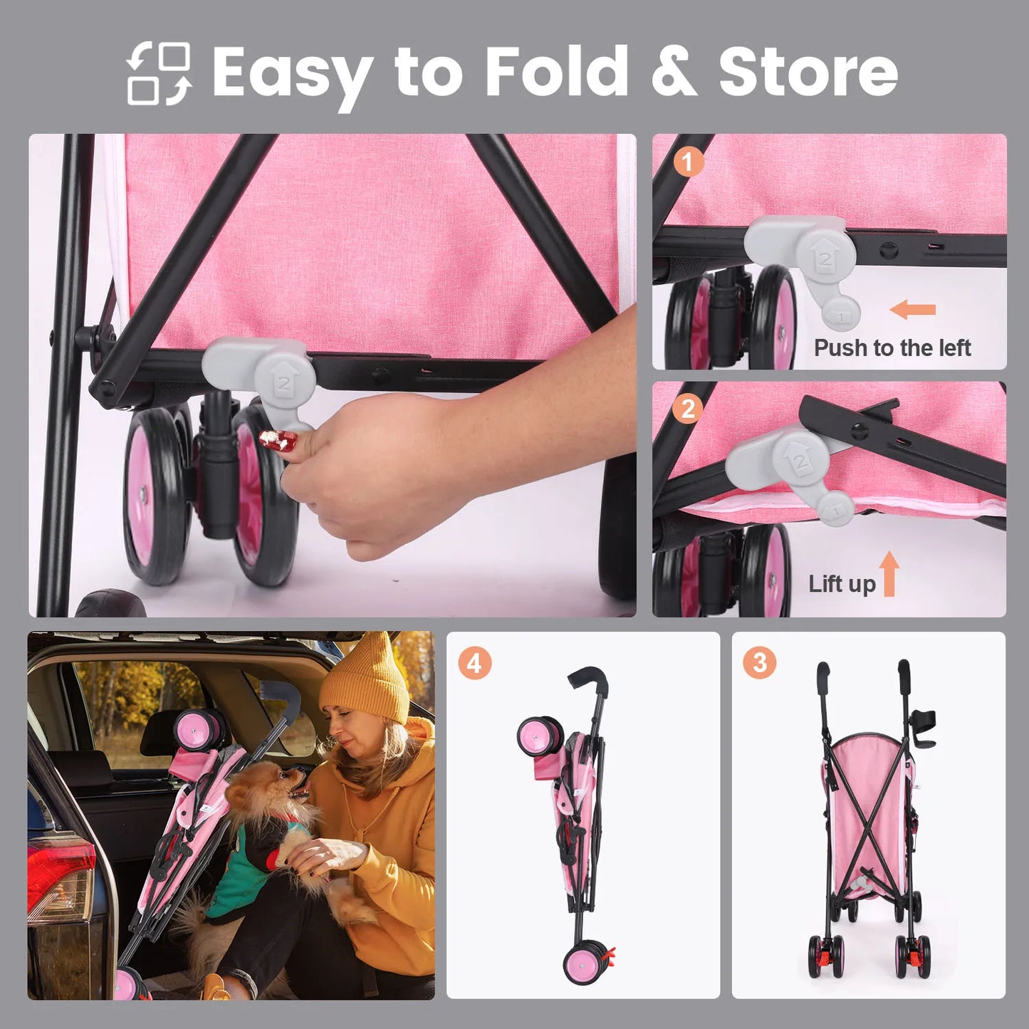 Pet Dog Stroller with Brakes for Outdoor Travel Adventures - Health and Tech Solutions 25