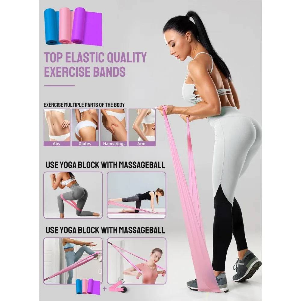 Beginner Yoga Kit with Thick Mat, Band and Block Set - Health and Tech Solutions 25