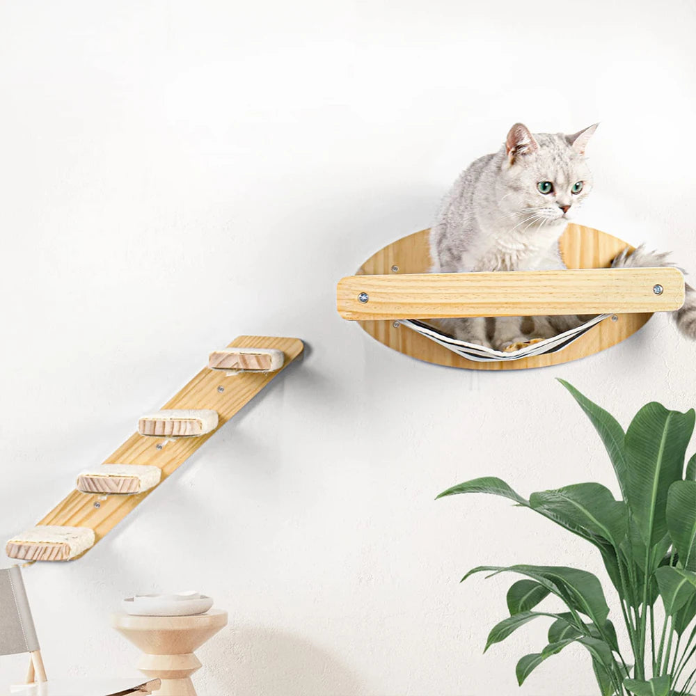 Wall Mounted Cat Hammock with Scratching Posts and Perch - Health and Tech Solutions 25