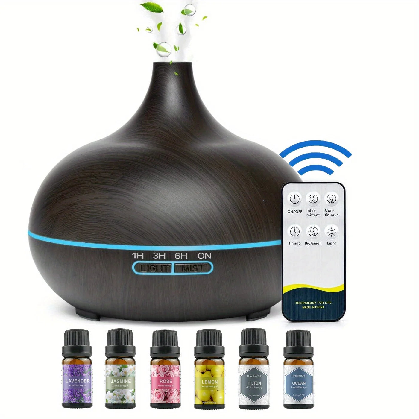 550ML Essential Oil Aroma Diffuser With 6-Bottle Oil Set - Health and Tech Solutions 25