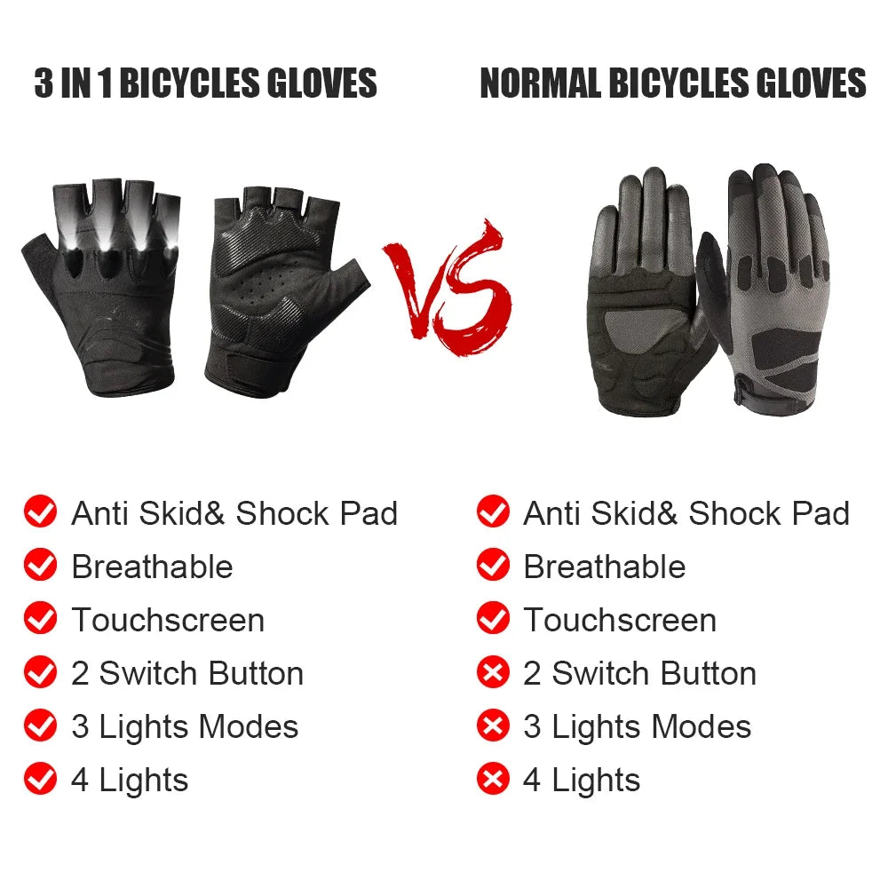 Savior Outdoor Sports Half Finger LED Cycling Gloves - Health and Tech Solutions 25