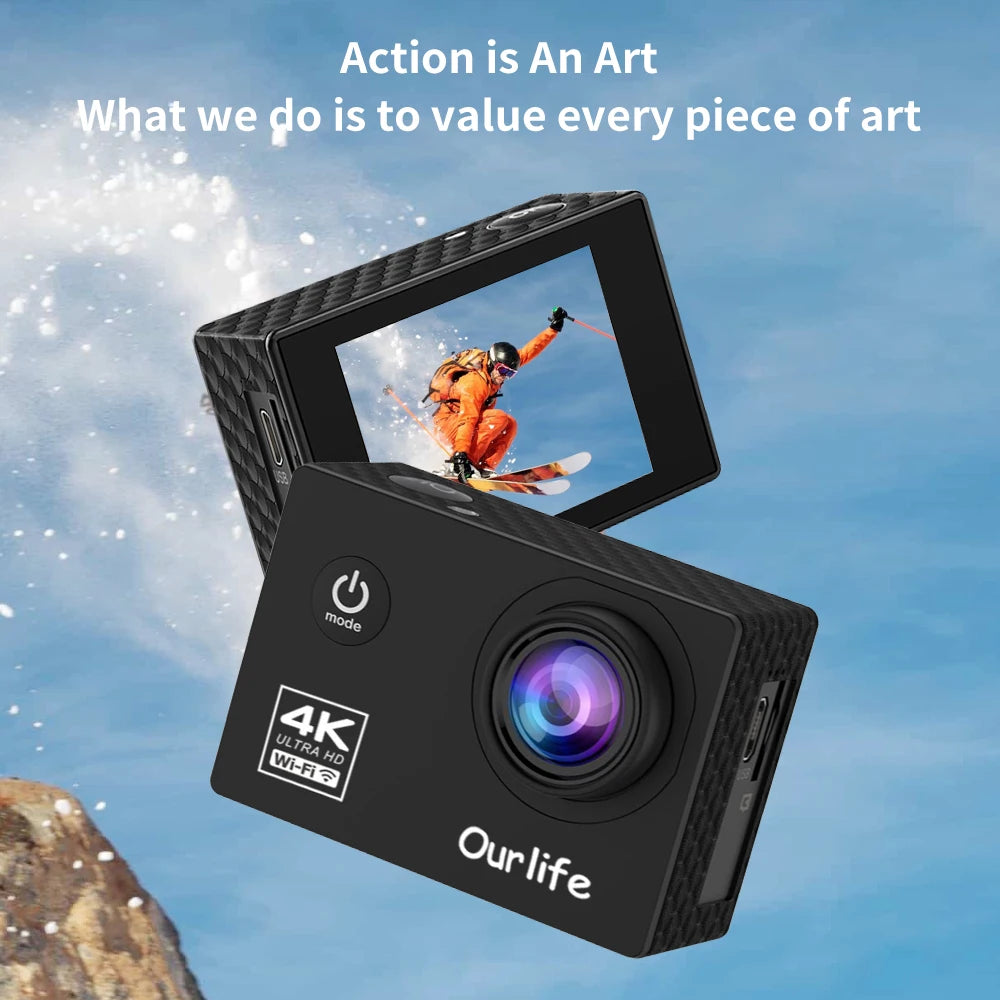 OURLIFE Action Camera Ultra HD 4K 30FPS 16MP Waterproof - Health and Tech Solutions 25