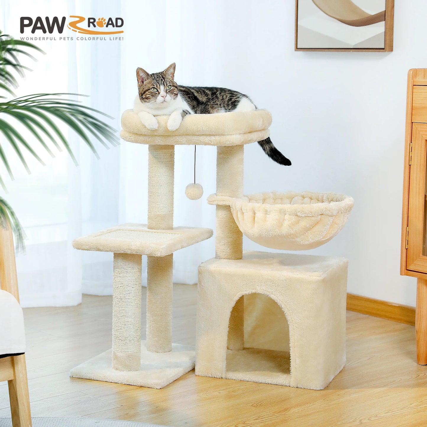Cat Tree Cat Tower for Indoor Cats with Hammock Grey - Health and Tech Solutions 25