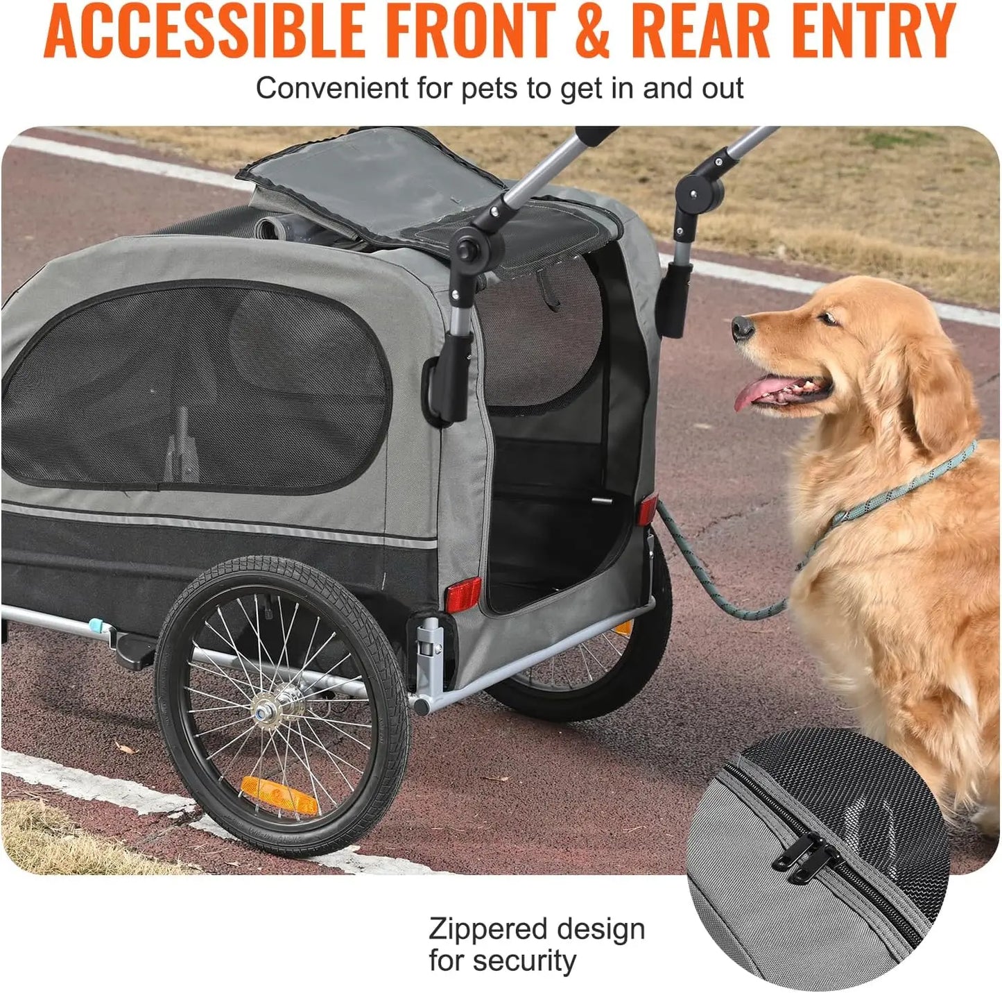 VEVOR Dog Bike Trailer, Supports up to 100 lbs, 2-in-1 Pet Stroller Cart Bicycle Carrier, Easy Folding Cart Frame with Quick Rel - Health and Tech Solutions 25