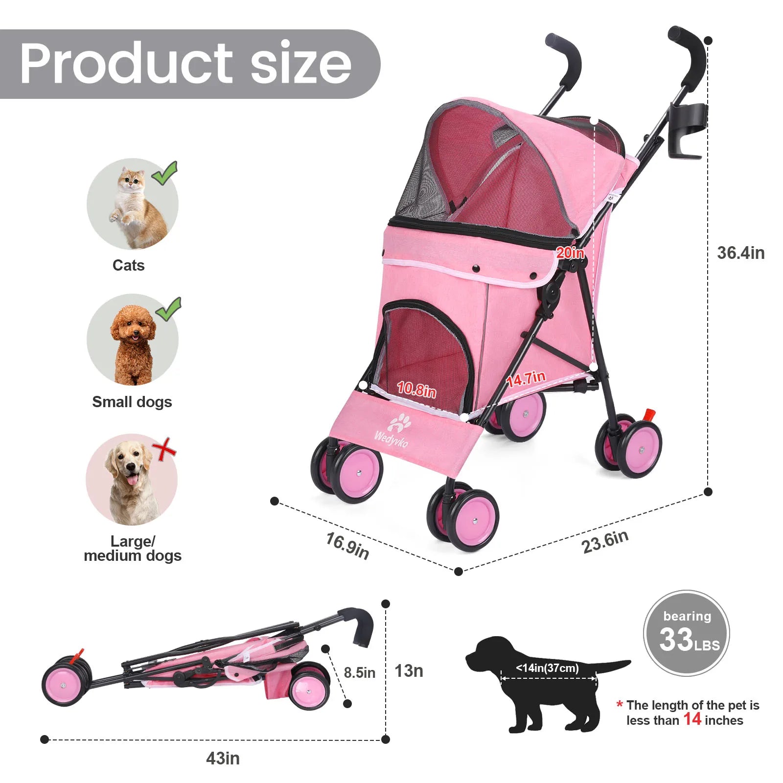 Pet Dog Stroller with Brakes for Outdoor Travel Adventures - Health and Tech Solutions 25