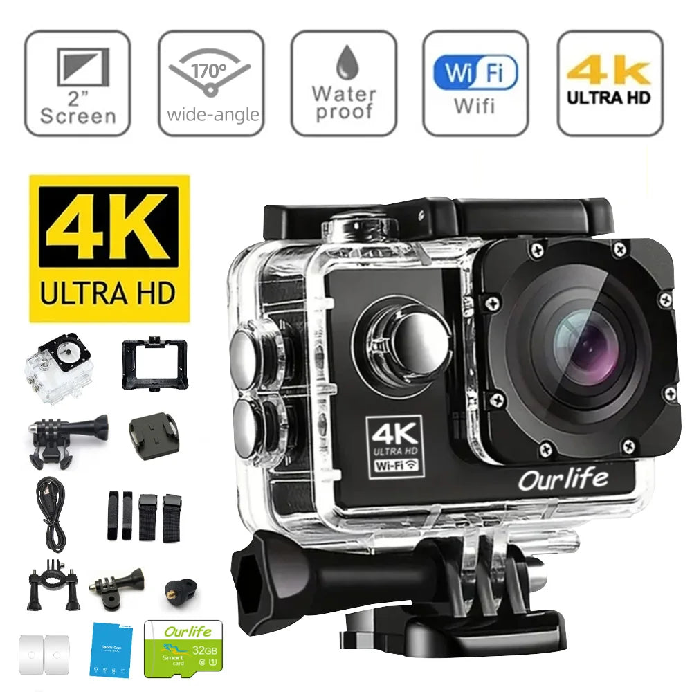 OURLIFE Action Camera Ultra HD 4K 30FPS 16MP Waterproof - Health and Tech Solutions 25
