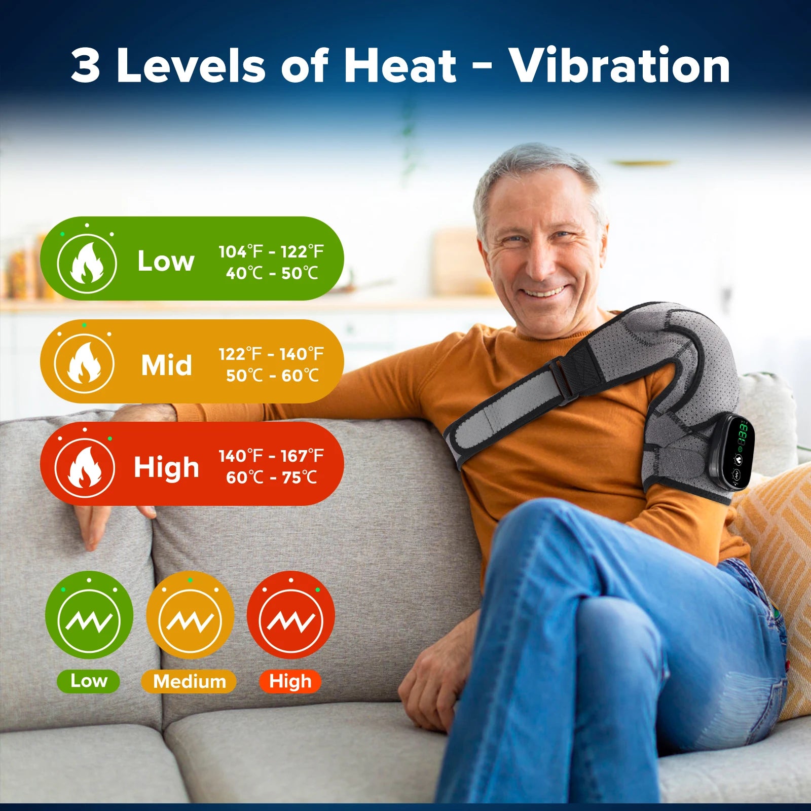 Electric Heating Pad Shoulder Vibration Massager for Pain Relief - Health and Tech Solutions 25