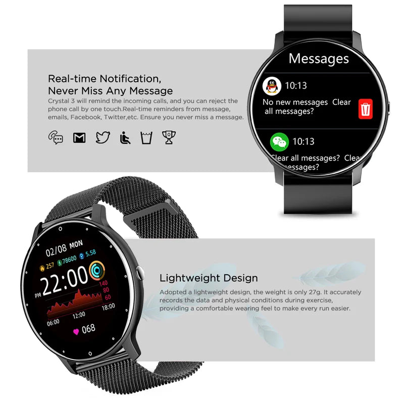 LIGE Smart Watch Men Women Full Touch Screen IP67 Waterproof - Health and Tech Solutions 25