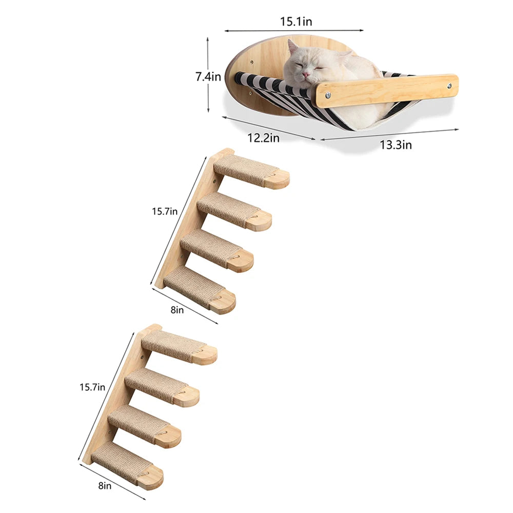 Wall Mounted Cat Hammock with Scratching Posts and Perch - Health and Tech Solutions 25