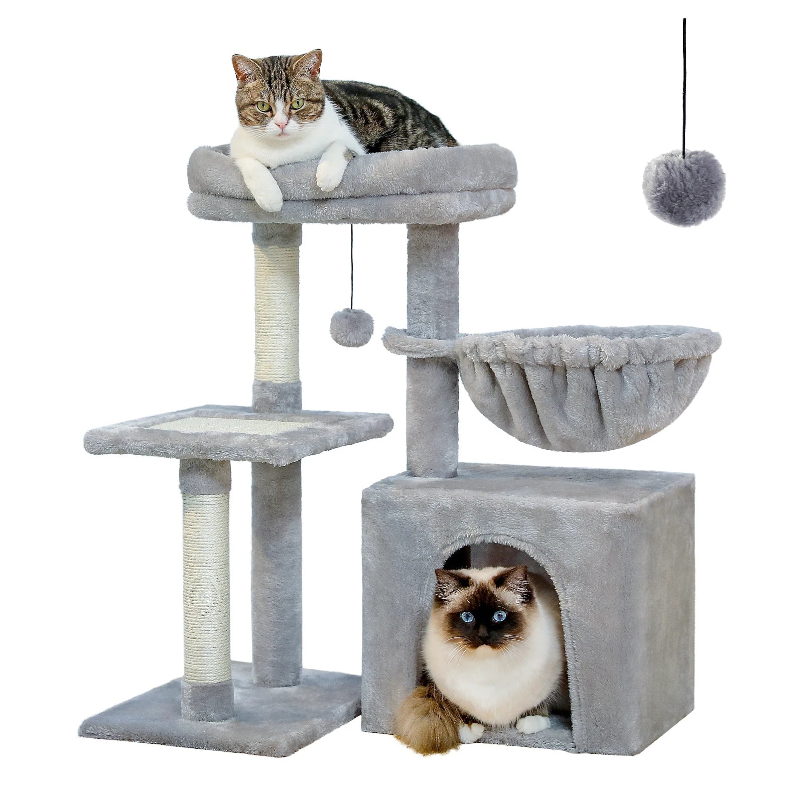 Cat Tree Cat Tower for Indoor Cats with Hammock Grey - Health and Tech Solutions 25