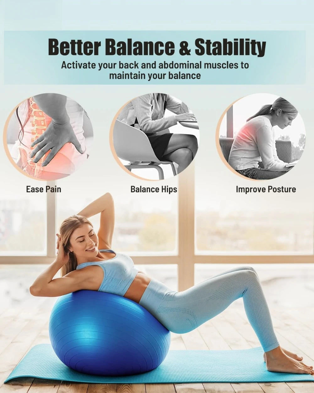 Yoga Ball Workout Ball, Explosion-proof Anti-Slip Stability Ball - Health and Tech Solutions 25