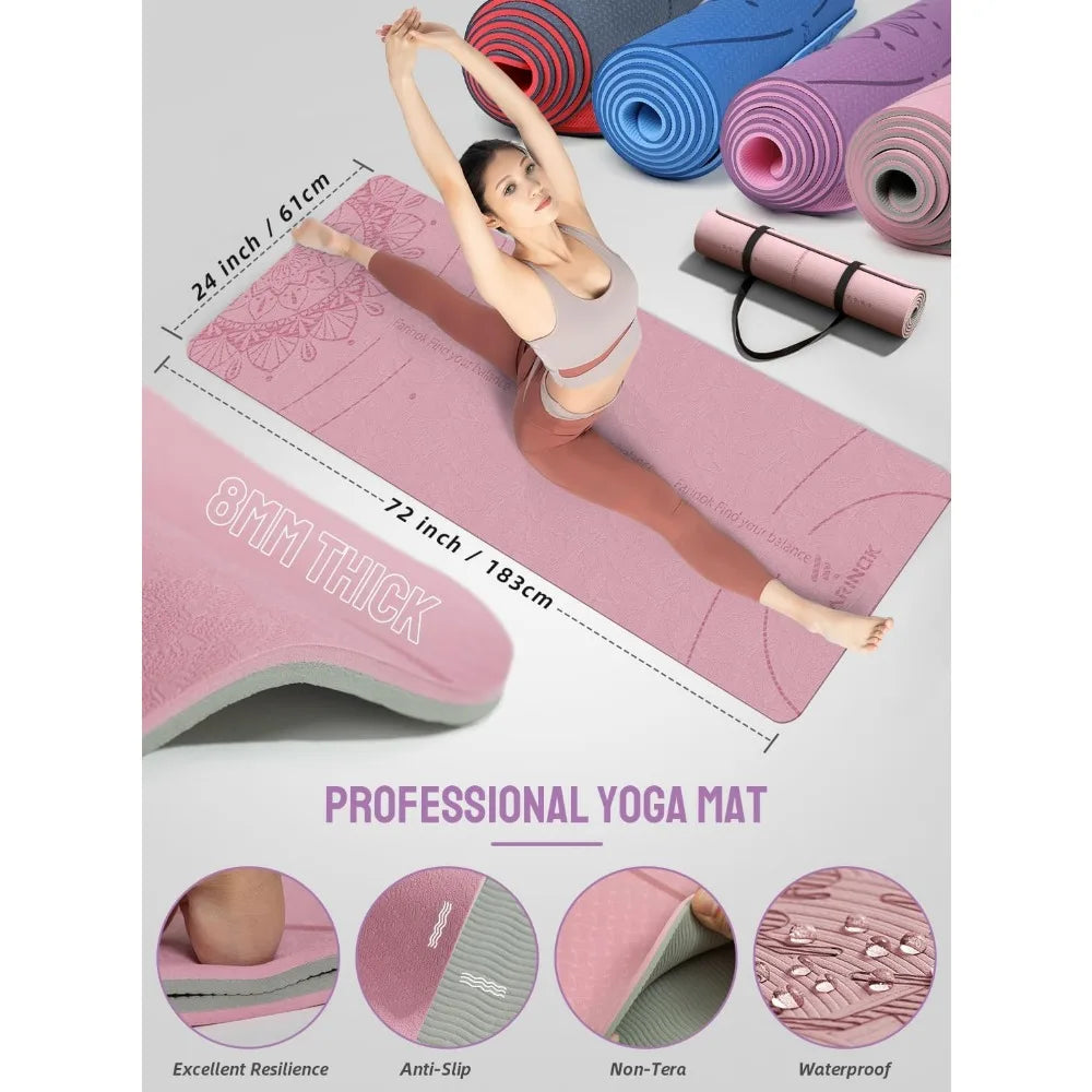 Beginner Yoga Kit with Thick Mat, Band and Block Set - Health and Tech Solutions 25