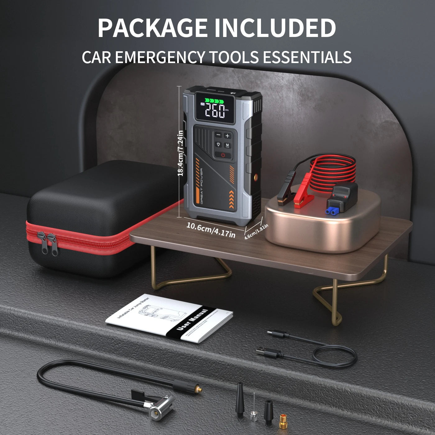 Portable Car Jump Starter With Air Compressor 3000A Peak - Health and Tech Solutions 25