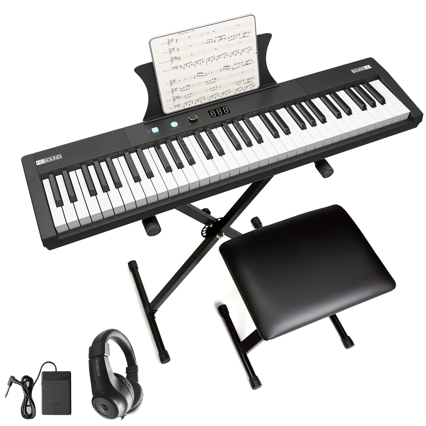 61 Key Piano Keyboard Semi-Weighted Keys Digital Music Keyboard Set - Health and Tech Solutions 25