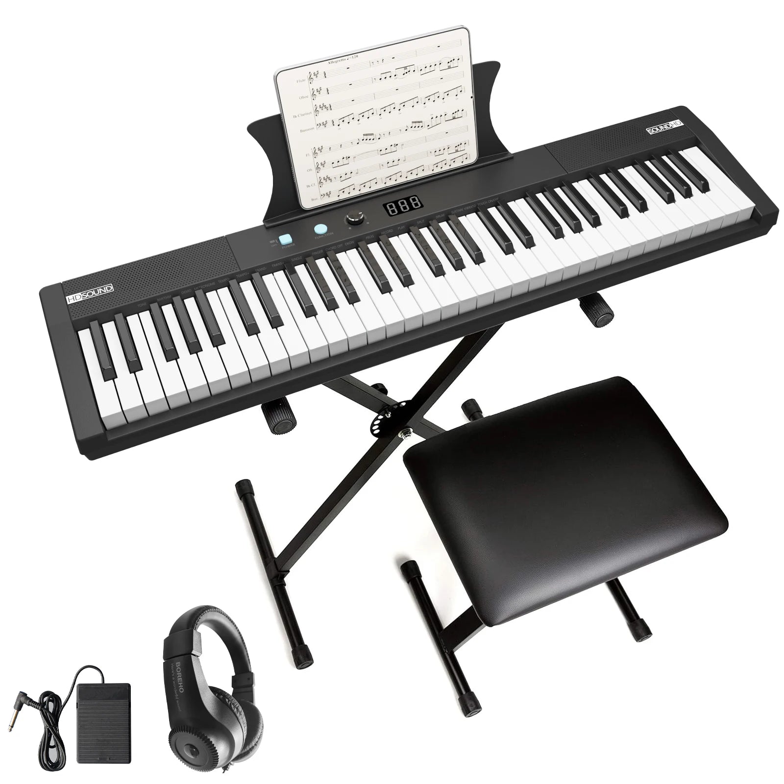 61 Key Piano Keyboard Semi-Weighted Keys Digital Music Keyboard Set - Health and Tech Solutions 25