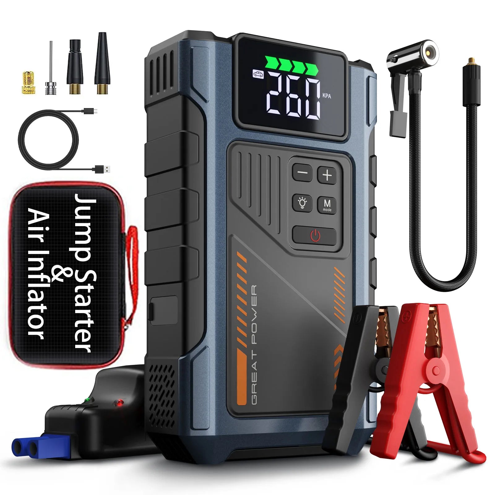Portable Car Jump Starter With Air Compressor 3000A Peak - Health and Tech Solutions 25