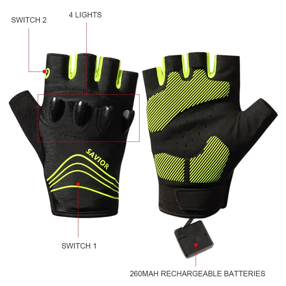 Savior Outdoor Sports Half Finger LED Cycling Gloves - Health and Tech Solutions 25