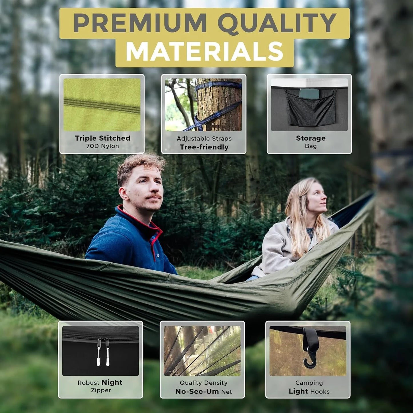 ZUIJI Camping Hammock Portable With Spacious Net And Straps - Health and Tech Solutions 25