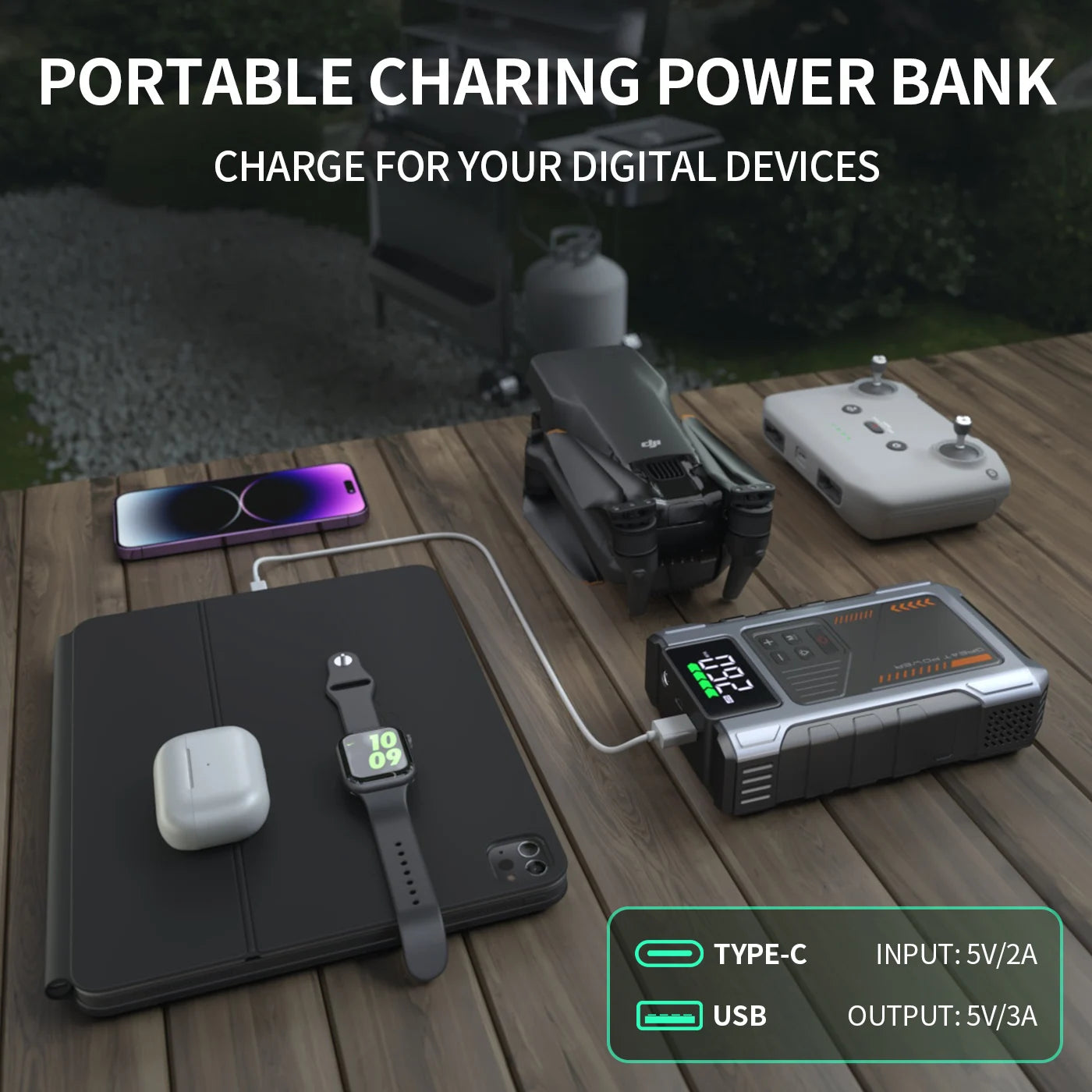 Portable Car Jump Starter With Air Compressor 3000A Peak - Health and Tech Solutions 25