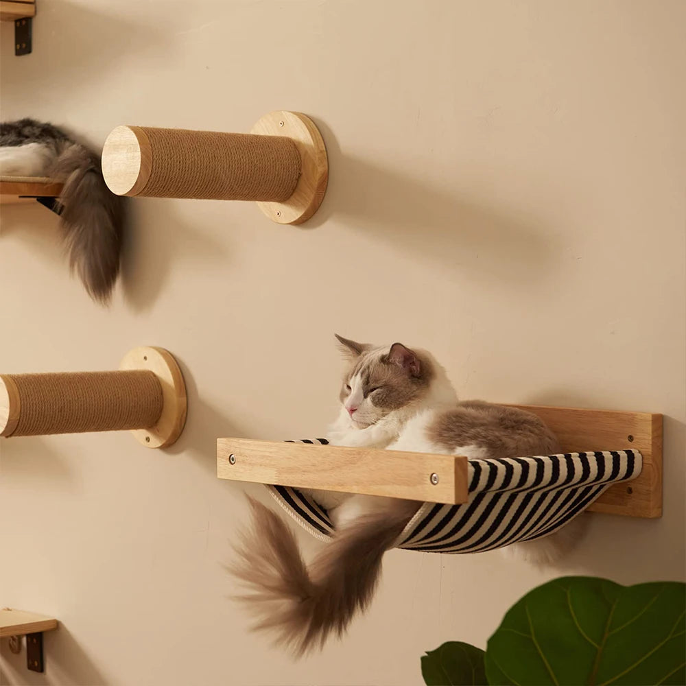 Wall Mounted Cat Hammock with Scratching Posts and Perch - Health and Tech Solutions 25