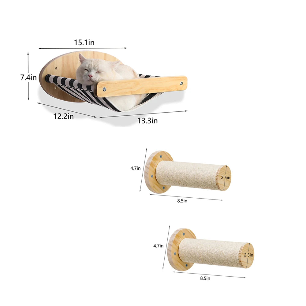 Wall Mounted Cat Hammock with Scratching Posts and Perch - Health and Tech Solutions 25