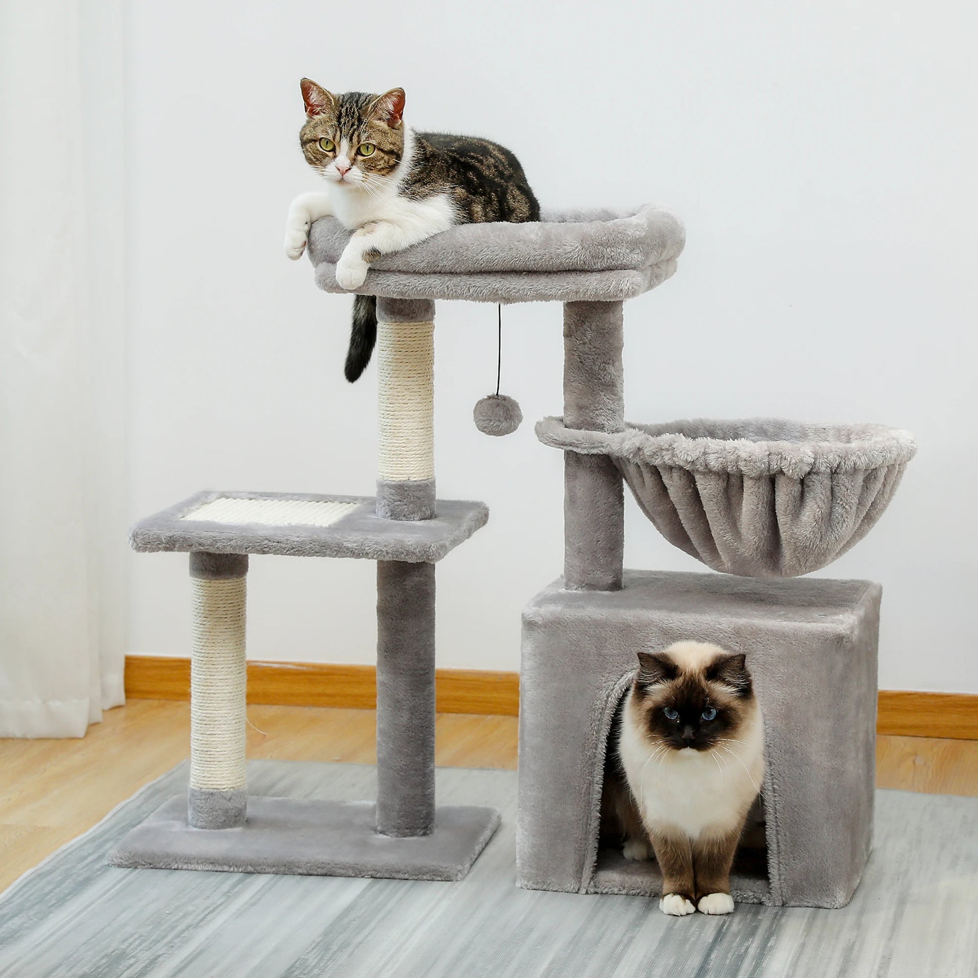 Cat Tree Cat Tower for Indoor Cats with Hammock Grey - Health and Tech Solutions 25