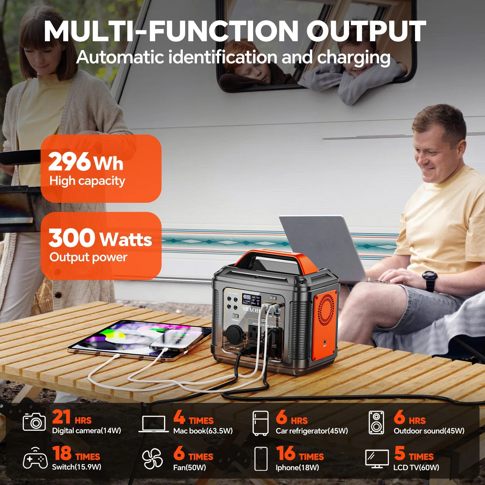 300W Portable Power Station 296Wh Camping Solar Generator Black - Health and Tech Solutions 25