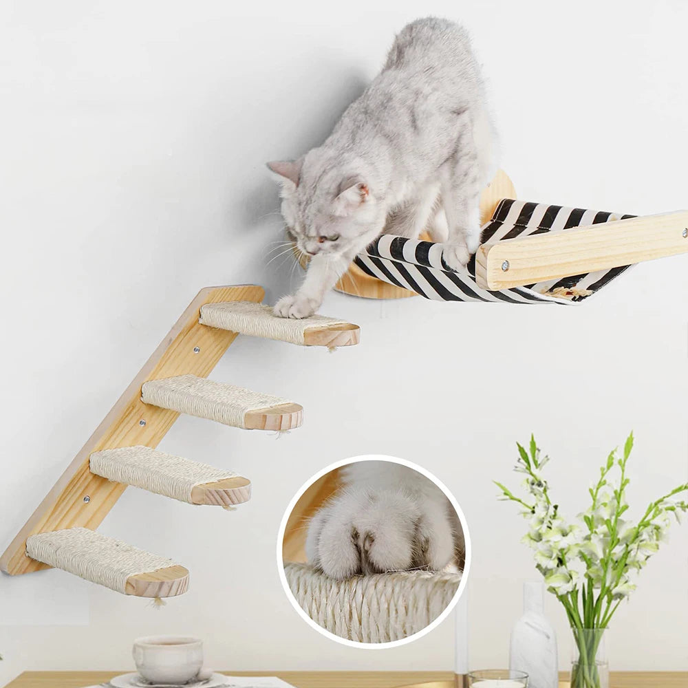 Wall Mounted Cat Hammock with Scratching Posts and Perch - Health and Tech Solutions 25