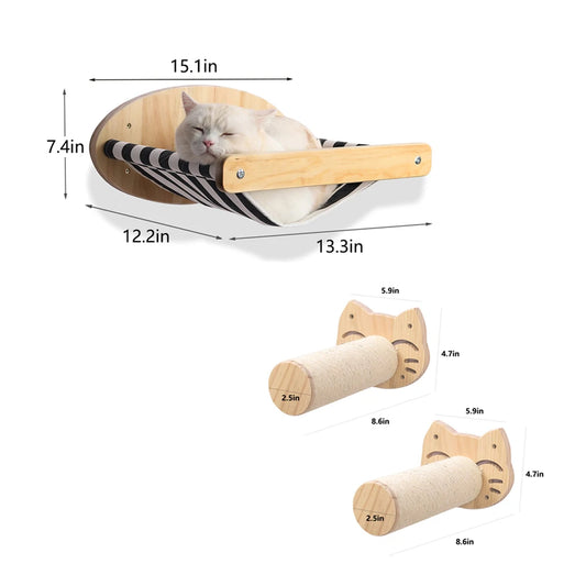 Wall Mounted Cat Hammock with Scratching Posts and Perch - Health and Tech Solutions 25