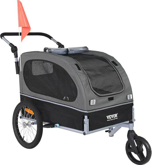 VEVOR Dog Bike Trailer, Supports up to 100 lbs, 2-in-1 Pet Stroller Cart Bicycle Carrier, Easy Folding Cart Frame with Quick Rel - Health and Tech Solutions 25
