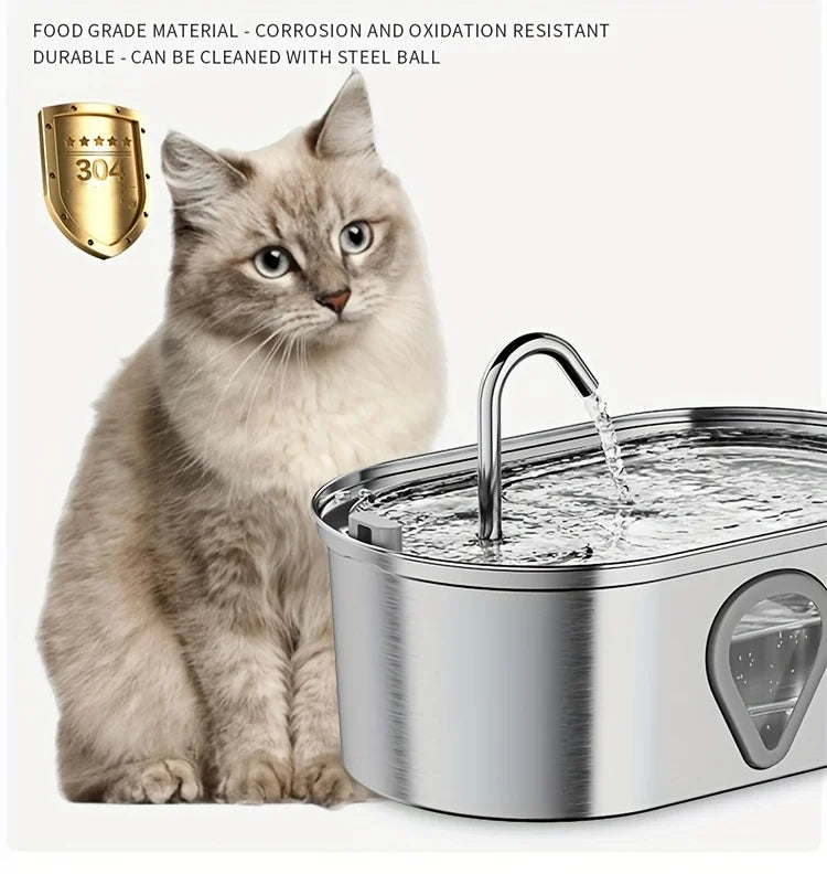 3.5L Large Capacity Pet Water Dispenser Automatic Stainless Steel Cat Water Fountain with LED Lighting - Health and Tech Solutions 25