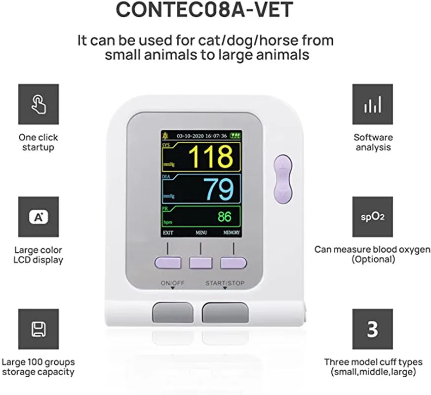 CONTEC Vet Electronic Sphygmomanometer Automatic Blood Pressure Monitor Tonometer CONTEC08A-VET - Health and Tech Solutions 25