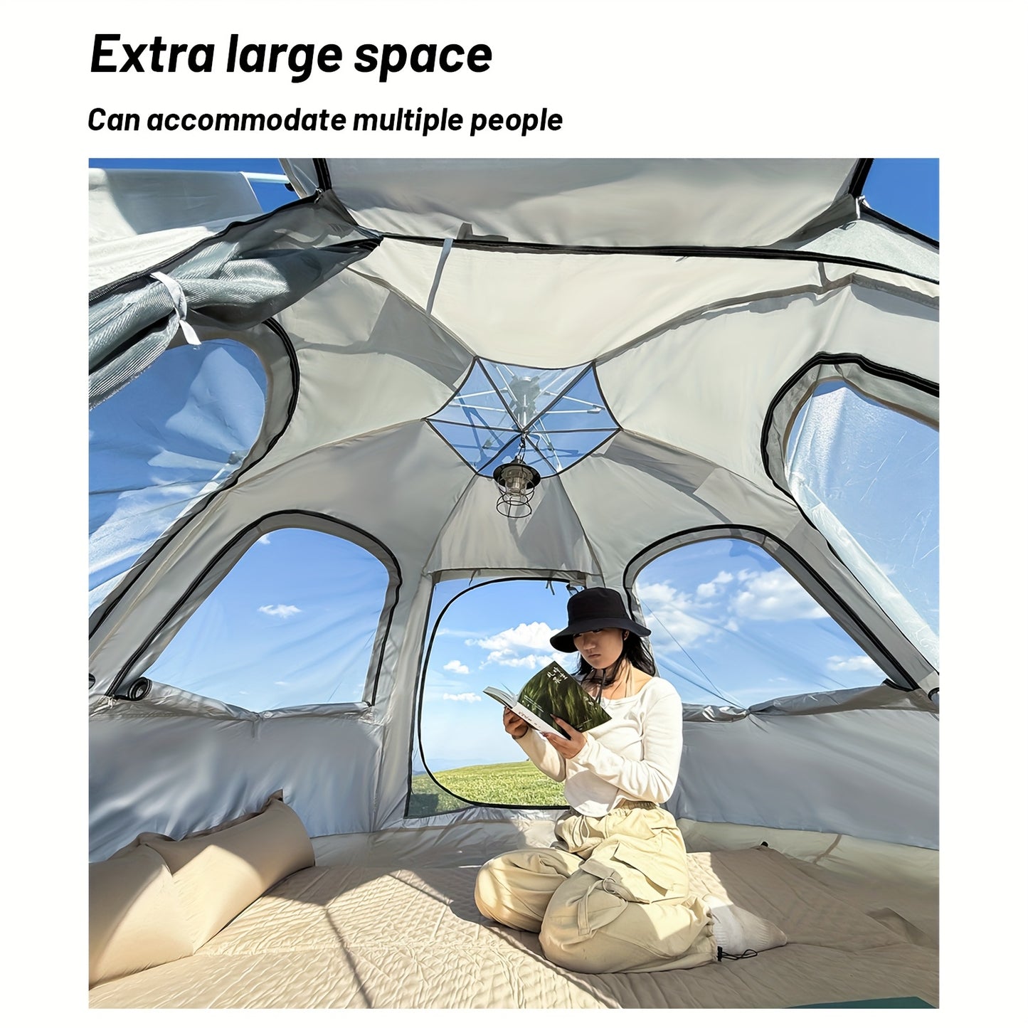 Pakicetus Hexagonal Family Camping Tent With Easy Setup